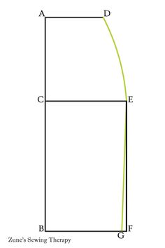 a line that is going through the center of a rectangle with one end pointing upward