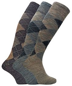 PRICES MAY VARY. A traditional argyle wool sock has always been considered as one of the essentials for a man’s sock drawer, this extra-long version will serve as a traditional looking sock that will cover your legs up to over the knee height. This 3 pack offers a soft touch on the foot, protection in rough terrains and warmth to trap the natural body heat that is created by your feet. The wide top of the socks provides intense comfort around the legs whilst a wool blend provides a soft cushion Fancy Socks, Advanced Knitting, Wool Blend Socks, Sock Drawer, Wool Socks, Dress Socks, Knee High Socks, Body Heat, Natural Body