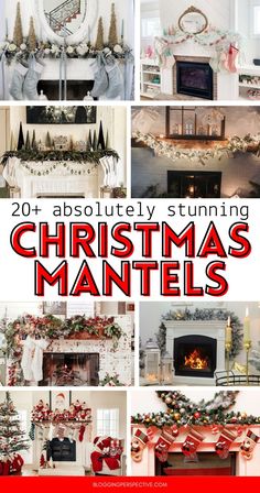 christmas mantles with stockings, stockings and stockings hanging from the mantel in front of them