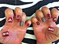 Alabama Nails Nail Designs Football, Nail Tech License, College Nails