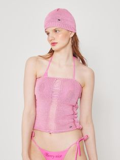 Composition : ACRYLIC 100%Color: PINKCountry of Origin : KOREA Pink Stretch Knit Tops, Stretch Pink Knit Tops, Trendy Pink Tops For The Beach, Spring Pink Knitted Tops, Pink Stretch Tops For Beach, Pink Knitted Cotton Top, Fitted Pink Top For The Beach, Fitted Pink Top For Beach, Logo Knit