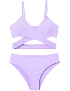 PRICES MAY VARY. 👙🌴【BEST MATERIAL】Girls swimsuit made of Quick-drying and stretch material,the fabric is lightweight,breathable,skin-friendly and comfortable to wear. 👙🌴【UNIQUE DESIGN】Girls Solid Color bikini set,criss cross,v-neck design,removable bra,adjustable shoulder straps,elastic waist for easy on and off. 👙🌴【SUIT OCCASIONS】Girls bathing suit is suit for various occasions, like Beach, pool,vacation,swimming, bathing party,surfing, BBQ party, hot springs ect. 👙🌴【EASY MATCHING】This Cute Bathing Suits Teens, Preppy Bikinis, Sophia Lauren, Preppy Wishlist, Criss Cross Bathing Suit, Beach Skirts, Purple Bathing Suit