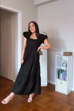 Step into effortless elegance with our Puff Sleeve Tiered Maxi Dress. This beautiful dress has delicate tiers that exude charm and sophistication. With it's puffed sleeves, this maxi-length dress features a fitted bodice and a flattering flare from the waist down. The elasticated back, coupled with a convenient side zipper, ensures a comfortable yet perfect fit. Crafted for both style and convenience, this dress also offers practicality with pockets on both sides. Elevate your summer wardrobe wi Maxi Dress Layered, Maxi Dress Layering, Front Twist Dress, Fitted Knee Length Dress, Gathered Maxi Dress, Dress Layered, Strappy Maxi Dress, Women Gathering, Twisted Dress