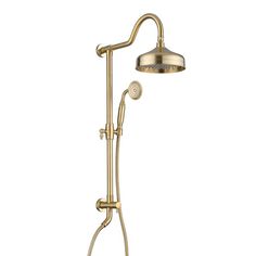 the shower head and handset are shown in gold