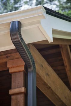 the gutter hose is attached to the roof