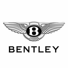 the bentley logo is shown on a black and white background with an oval emblem above it