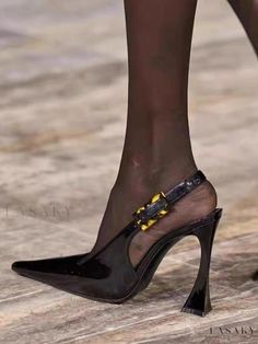 Lasaky - Stylish Womens Slingback Heels with Unique Button Embellishment and Special-Shaped Heel - Sophisticated Black Dress Shoes Black Dress Shoes For Women, Womens Black Dress Shoes, Black Sophisticated Dress, Black Slingback Heels, Dress Shoes For Women, Classic Black Dress, Elegant High Heels, Low Heel Pumps, Black Dress Shoes