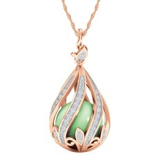 Copper Embrace Diamond and Jade Necklace Elegant Jade Necklaces As Gifts, Elegant Jade Necklaces For Gifts, Elegant Jade Necklace For Gifting, Elegant Jade Necklace As Gift, Elegant Jade Necklace For Formal Occasions, Elegant Jade Jewelry Gift, Elegant Formal Jade Jewelry, Elegant Green Necklace For Keepsake, Fine Jewelry Rose Gold Jewelry For Celebration