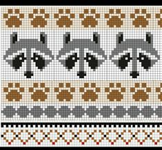 a cross stitch pattern with black and white designs on the bottom, brown and gray colors