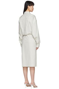 Lemaire: Off-White New Twisted Dress | SSENSE Cotton Midi Dress With Button Cuffs For Work, Twisted Dress, White Set, Duster Coat, Clothing Accessories, Dresses For Work, Perfect Clothing, Twist, Off White