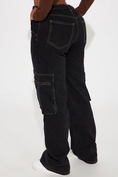 Available In Black Wash. Straight Leg Jean Cargo Pockets Zipper Split Hem 12" High Rise 32" Inseam Non Stretch 88% Cotton 8% Viscose 4% Polyester Imported | Zora Zipper Non Stretch Straight Leg Jeans in Black Wash size 1 by Fashion Nova Wide Leg Dress Pants, Split Hem, Size 13, Dress Pants, Straight Leg Jeans, Leg Jeans, Black Pants, Fashion Nova, Black Jeans