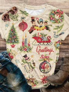 Holidays Ideas, Winter T Shirts, Horse Designs, Fashion Lady, Sport Dress, Dark Fashion, Retro Prints, Retro Christmas, Christmas Women