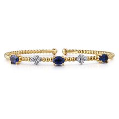 14K White-Yellow Gold Bujukan Diamond And Sapphire Bangle Sapphire Bangle, Classic Wedding Band, Exclusive Wedding, Double Halo, Anniversary Bands, Pendant Bracelet, White Rose Gold, Gold Platinum, Silver Roses