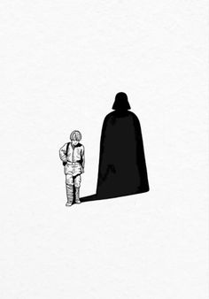 a drawing of a person standing next to a giant black object