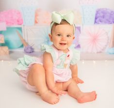 Perfect for an ice cream themed birthday!  With ruffled shoulders and ruffles on the bottom, this is the most darling little sunsuit ever! Made of a pretty pastel pink seersucker with soft mint green seersucker ruffles, it is cool and sweet for a summer  party.  Available with numbers 1-4.  Choose from ruffled shoulder straps that tie in the back with a bow, or that button at the waistband. Shoulders straps can have no ruffles, a single layer of ruffles, or a double layer of ruffles.  Available in sizes:  newborn- 3 months 3-6 months 6-9 months 9-12 months 12-18 months 18-24 months 2T 3T 4T Hand made in my smoke free, cat friendly, child friendly home. First Second Third, Pink Seersucker, Soft Mint, Ice Cream Birthday, Toddler Romper, Child Friendly, First Second, Free Cat, Third Birthday