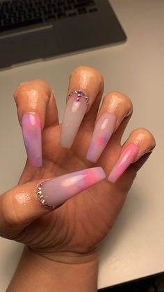 ✿ ❀ ❁✿Follow @IRIESHOECLOSET #nails #naildesigns #coffin #coffinnails #stilettonails #stiletto #naildesign #stilettos #ombre #ombrenails #marble #watermarble #dip #dippowder #dippowdernails #gel #gelnails #chrome #chromenails #chromenailideas #acrylicnails Ambre Nails, Nails After Acrylics, Designer Nails, Nails Aesthetic, Pink Acrylic, Body Piercings