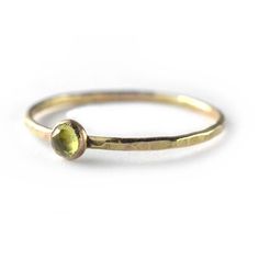 Rose Cut Peridot Solitaire Ring  A tiny rose cut sparkling green peridot bezel set in 14k gold-fill with skinny hammered band. So perfectly dainty and great for stacking. Perdiot is the August Birthstone.  This style ring available in a variety of natural gemstones including: Garnet (January) Gold Peridot Ring, December Stone, Gemstone Stacking Ring, August Birthstone Ring, Hammered Band, August Birthstone, Peridot Ring, Green Peridot, August Birth Stone