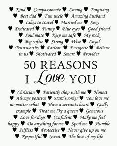 the back cover of 50 reasons i love you, with hearts in black and white