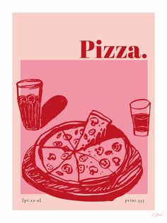 a pizza sitting on top of a plate next to a glass of water and a slice of pizza