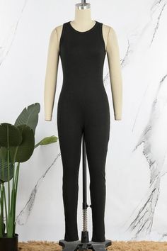 Casual Solid Basic O Neck Skinny Jumpsuits Stretch Sleeveless Jumpsuit For Fall, Sleeveless Stretch Jumpsuits And Rompers For Fall, Fall Sleeveless Stretch Jumpsuits And Rompers, Casual Black Overall Bodysuit, Trendy Sleeveless Bodysuit For Fall, Stretch Sleeveless Bodysuit For Fall, Sleeveless Stretch Bodysuit For Fall, Valentines Lingerie, Vintage Summer Dresses