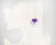 Pansy earrings. Realistic flower statement earrings. Floral | Etsy Summer Jewelry With 3d Flower Shapes, Summer 3d Flowers Jewelry, Purple Flower Shaped Jewelry For Spring, Purple Flower Jewelry For Spring, Gift Handmade Flower Earrings, Spring Purple Flower Earrings For Pierced Ears, Summer 3d Flowers Earrings For Gift, Summer Gift Earrings With 3d Flowers, Purple Flower Earrings For Summer