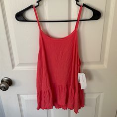 American Eagle - Coral Spaghetti Strap Loose Fit Tank Top - Condition: Nwt - Size: Medium - Material: 97% Viscose, 3% Elastane - Spaghetti Strap, Flowy, Scoop Neck, Loose Fit, Sleeveless Bundle & Save: 10% Off 2 Or More Items! **Smoke Free Home Summer Camisole With Spaghetti Straps For Day Out, Summer Spaghetti Strap Camisole For Day Out, Vacation Tank Top With Spaghetti Straps, Summer Tank Top With Spaghetti Straps, Cami Tank Top With Straps For Brunch, Summer Camisole Tank Top For Brunch, Red Cami Tank Top For Beach, Red Camisole Tank Top For Summer, Summer Tank Top With Adjustable Straps For Brunch