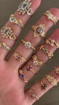 Dope Jewelry Accessories, Gold Crystals, Jewelry To Buy, Indie Jewelry, Jewelry Accessories Ideas, Moon Ring, Dope Jewelry, Jewelry Fashion Trends, Greenish Blue