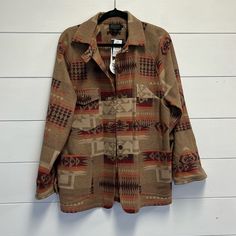 Pendleton Wool Shirt Jacket Size Medium. New With Tags. Brown Camp Collar Tops For Fall, Western Style Long Sleeve Workwear Outerwear, Western Style Long Sleeve Outerwear For Work, Western Style Workwear Outerwear, Brown Western Long Sleeve Outerwear, Western Style Brown Long Sleeve Outerwear, Wool Shirt Jacket, Men Bodies, Pendleton Jacket