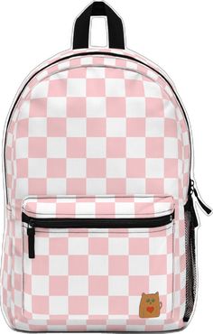 Preppy White School Backpack, Preppy White Back To School Bags, White Preppy School Backpack, White Preppy Backpack For Students, Preppy White Bags For Back To School, Preppy White Rectangular Backpack, Preppy White Bag For Back To School, Casual Gingham Bags For School, White Preppy Backpack