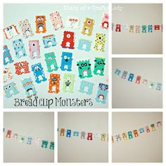 a collage of pictures showing the different types of paper monsters and letters that spell out their name