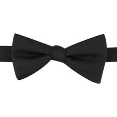 Look your absolute best while wearing this pre-tied bow tie from Bespoke. Look your absolute best while wearing this pre-tied bow tie from Bespoke. Bow-tying made simple. Watch now. Pre-tied design Adjustable strapFABRIC & CARE Polyester Spot clean Imported Size: One Size. Color: Black. Gender: male. Age Group: adult. Pattern: Solid. Classic Pre-tied Butterfly Knot Bow Tie, Dapper Tie With Butterfly Knot For Black Tie Events, Dapper Butterfly Knot Bow Tie For Black-tie Events, Black Bow Tie With Butterfly Knot For Business, Standard Tie With Butterfly Knot For Black Tie Events, Black Butterfly Knot Bow Tie For Business, Butterfly Knot Bow For Black-tie Events, Classic Adjustable Bow Ties, Classic Bow With Butterfly Knot