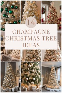 14 Stunning Champagne Christmas Tree Ideas You’ll Adore Christmas Tree With Champagne Ornaments, Cream Christmas Trees, Champaign Christmas Tree, Champagne Ornaments Christmas Tree, Champagne Christmas Tree Ideas, White Champagne Christmas Tree, Red And Champagne Christmas Tree, Gold And Cream Christmas Tree, Gold Christmas Tree Decorations Ideas