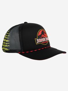 Adjustable snapback Mesh back panels Structured, pre-curved fit Flexible fit OSFM Imported Officially licensed Jurassic Park merchandise Adjustable Curved Bill Trucker Hat For Fan Merchandise, Adjustable Curved Bill Trucker Hat For Fans, Snapback Hats With Logo Patch For Fans, Adjustable Hats With Logo Patch For Fan Merchandise, Black Trucker Hat For Fan Merchandise, Adjustable Hats With Logo Patch For Fans, Black Adjustable Trucker Hat For Fan Merchandise, Adjustable Snapback Trucker Hat For Fans, Black Flat Brim Trucker Hat For Fan Merchandise