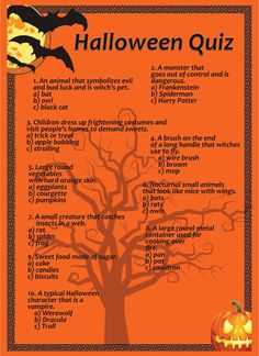 halloween quiz with pumpkins and bats on it