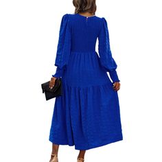 Royal Blue Puff Sleeve Pleated Swing Long Dress Women Dresses, Maxi Dresses, Dresses Maxi, Puff Sleeve, Royal Blue, Long Dress, Dresses, Blue