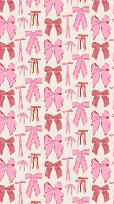 a pink and red pattern with bows on the back of each bow, which is drawn by hand