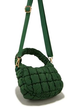 Miss Lola | Carya Green Quilted Crossbody Bag – MISS LOLA Green Nylon Shoulder Bag With Top Carry Handle, Nylon Crossbody Shopping Bag, Green Nylon Bag With Top Carry Handle, Trendy Nylon Shoulder Bag For Errands, Green Nylon Shoulder Bag With Double Handle, Nylon Shoulder Bag With Top Carry Handle, Nylon Satchel Shoulder Bag With Adjustable Handle, Nylon Shopping Bag With Detachable Strap, Green Shoulder Bag For Fall