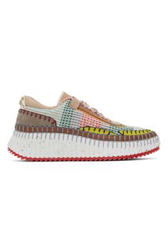 Multicolor Nama Sneakers by Chloé on Sale Modern Multicolor Sneakers With Laces, Modern Multicolor Sneakers, Multicolor Leather Sneakers With Laces, Multicolor Lace-up Sneakers With Rubber Waffle Outsoles, Multicolor Textile Low-top Sneakers, Multicolor Textile Sneakers With Rubber Sole, Multicolor Textured Sole Lace-up Sneakers, Multicolor Textile Sneakers With Textured Sole, Multicolor High-top Sneakers With Textured Sole