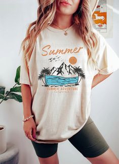 Summer Adventure Shirt, Summer Shirt, Summer Lovers Shirt, Season Shirt, Summer Season Shirt, Vacation Tshirt, Summer Tee,  Summer Tshirt Our shirts are perfect gifts for creating unforgettable memories. They are made with super comfy and durable cotton. We put a lot of love and care into designing and preparing them. How Do I Order?  1 - Please ensure you have read and looked at all sizes and chosen the color that best suits you. 2 - Select from the various T-shirt sizes. 3 - Select from the various T-shirt color. - Order 1-2 sizes up for oversized look ORDER PROCESS -The processing time is usually 1-7 business days. OUR PRODUCTS We are currently working with BELLA CANVAS and GILDAN. We are currently working on bringing more brands into our shop. - Bella Canvas Products Unisex Crew Neck S Relaxed Fit Pre-shrunk Tops For Summer Adventures, Relaxed Fit Letter Print T-shirt For Summer Adventures, White Letter Print Top For Summer Adventures, Cotton Graphic Tee For Summer Adventures, Graphic Cotton T-shirt For Summer Adventures, White T-shirt With Text Print For Summer Adventures, Summer Cotton Crew Neck Shirt, Casual Cotton T-shirt For Summer, White Crew Neck Top For Summer Adventures