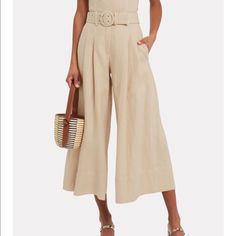 Nicholas Belted Linen Wide Pants, Size Uk6 Us 2. Champagne Color. Chic Beige Wide Leg Pants With Belt Loops, Neutral Bottoms With Belt Loops For Spring, Belted Beige Wide Leg Bottoms, Beige Belted Wide Leg Bottoms, Beige Wide Leg Belted Bottoms, Neutral Pants With Belt Loops, Chic Neutral Wide Leg Pants For Day Out, Beige Belted Bottoms For Summer, Summer Beige Belted Bottoms