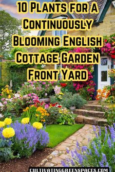 a garden with flowers and plants in front of the house text overlay reads 10 plants for