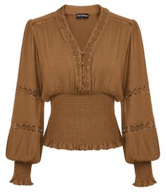 PRICES MAY VARY. 𝗖𝗵𝗶𝗰 𝗗𝗲𝘀𝗶𝗴𝗻：So sweet boho smock top featured in a soft fabrication with delicate eyelet detailing and bold lantern sleeve, timeless v neck, smocked hem for added shape and flattering fit 𝗖𝗼𝘇𝘆 𝗙𝗮𝗯𝗿𝗶𝗰: The renaissance tops made of skin-friendly and soft fabric, comfy to wear in spring, summer and fall 𝗠𝗮𝘁𝗰𝗵 𝗧𝗶𝗽𝘀: The peasant blouse can be match with renaissance skirts, leather boots, suitable for outdoor play, photography etc; also easy to match with j Play Photography, Blouse Corset, Corsets Vintage, Smock Top, Peasant Blouse, Lantern Sleeve, Affordable Clothes, Blouse Vintage, Looks Vintage