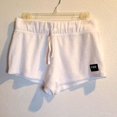 Nwt Size Small. Waist 14-16. 50% Cotton 50%Poly Terry Feel. Super Soft Basic White Shorts For Loungewear, Comfortable White Athletic Shorts For Loungewear, Comfortable White Athletic Shorts For Spring, White Cotton Athleisure Pajama Shorts, Basic White Workout Bottoms, White Athleisure Pajama Shorts For Spring, Sporty Fits, Grey Sweat Shorts, Victoria Secret Jeans