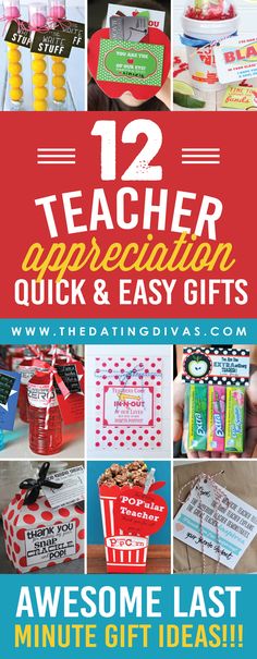 twelve teacher appreciation gift ideas for teachers and students to use in their classroom or home