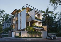 an artist's rendering of a building with plants growing on the balconies