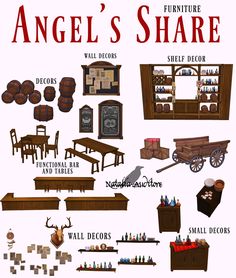 an image of some furniture and items that are in the shape of angels share on display