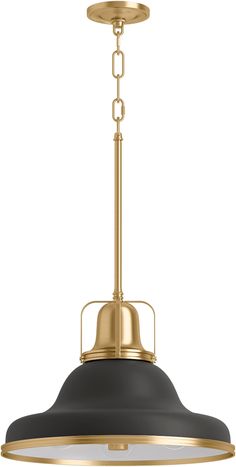 The design of the Hauksbee collection is drawn from the lighting created for factories, farms, and industrial spaces in the 1920s and 30s Manufactured with quality materials and complemented with a meticulous finishing process, the Hauksbee is a perfect piece for any farmhouse- or industrial-style space Place it over an island or dining table KOHLER Hauksbee Black, Brass Trim Traditional Bell Medium Hanging Pendant Light | 32290-PE03-BML Kohler Lighting, Porch Pendant Light, Kohler Faucet, Brass Trim, Farmhouse Pendant Lighting, Hanging Pendant Light, Indoor Lighting Fixtures, Hanging Bar, Space Place