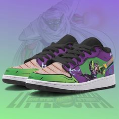 Piccolo Shoes Custom Dragon Ball Anime Jd Low Top Sneakers Lightweight construction with breathable mesh fabric provides a comfortable and flawless fit. Shoes Custom, Trending Sneakers, Trendy Sneakers, Low Top Sneakers, Low Sneakers, Anime Dragon Ball, Fall Collections, Designer Sneakers, Dinosaur Print