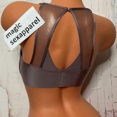 New With Tags Victoria’s Secret Very Sexy Lined Demi Bra Racerback Front Close Strappy Caged Cut Out Open Back Mesh Adjustable V Hardware Logo Plunge Iridescent Shine Taupe Size 34d 34dd 34ddd Price Firm Fitted Nylon Bra With Mesh Back, Stretch Mesh Bra With Mesh Back, Gray Stretch Push-up Bra, Gray Stretch Bra With Medium Bust Support, Fitted Gray Bra With Medium Bust Support, Fitted Gray Push-up Bra, Gray Fitted Push-up Bra, Stretch Backless Bra, Victoria's Secret Stretch Bra For Night Out