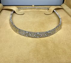 Bulgari Parentesi Choker Necklace Excellent Condition 18 Karat White Gold Diamonds in the middle of the necklace Necklace Weight: 151.2 grams Necklace Length: 15.5 inches Comes with original Bulgari Box Gold Diamond Choker, Diamond Choker Necklace, White Gold Necklace, Diamond Choker, Necklace Necklace, Fine Jewellery Necklace, Necklace Length, White Gold Diamonds, Gold Diamond